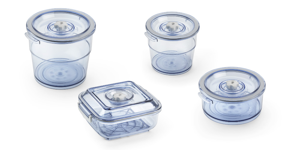 transparente tapa blanca Juego recipientes para envasado al vacío Magic Vac ACO1082 libre BPA 
